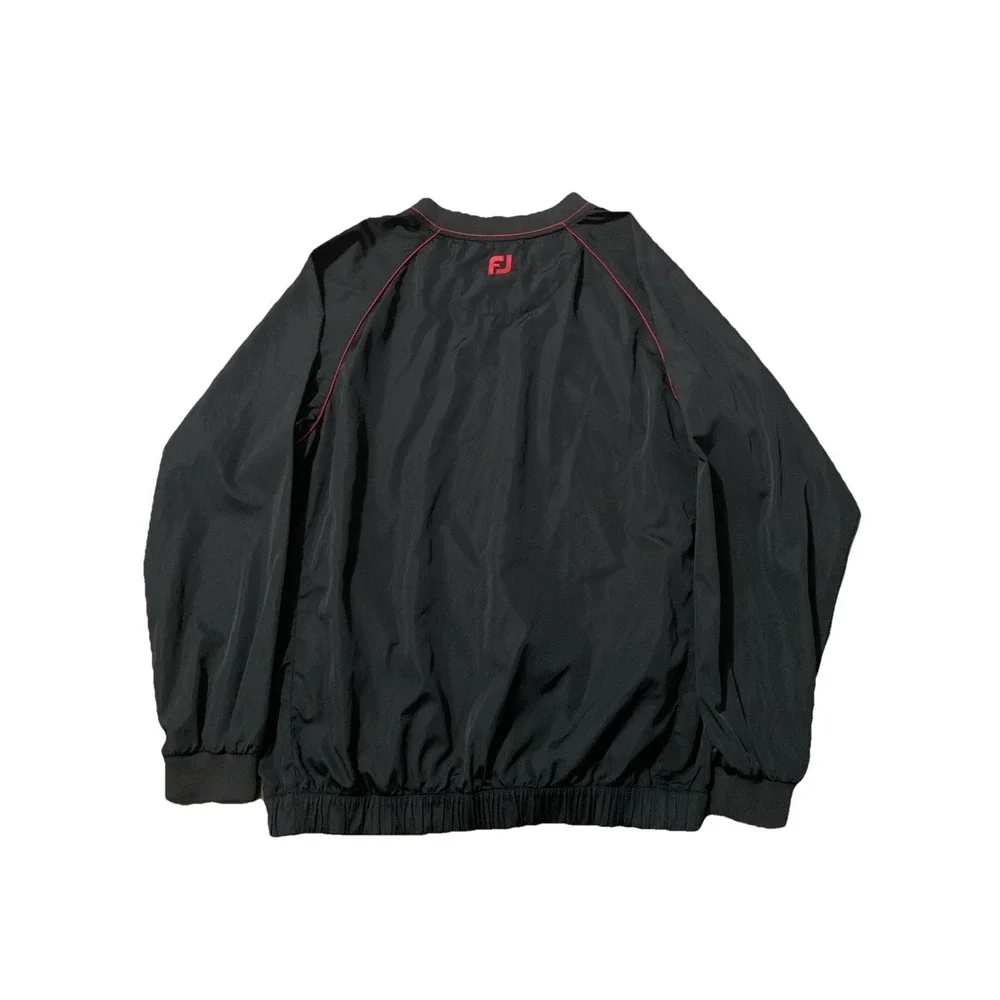 VTG FootJoy FJ Golf Pullover‎ Jacket Black Red Windbreaker Sz M Pull Over V Neck